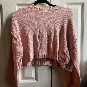 Cropped Baby Pink Knitted Sweater